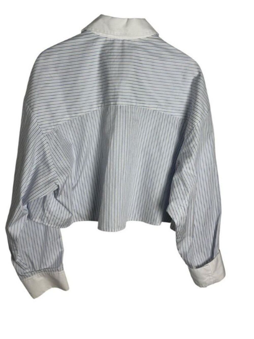 TWP Soon To Be Ex Shirt Womens XS/S Blue White Striped Cotton Cropped Button Up - Picture 4 of 7